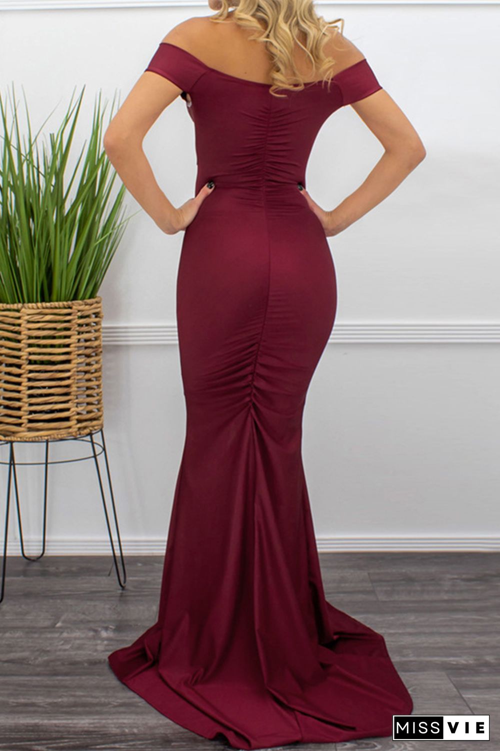 Off Shoulder Backless Evening Bodycon Dress Wholesale