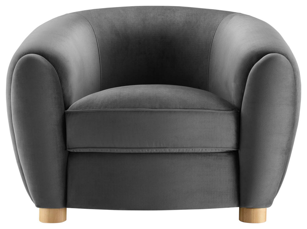 Armchair Accent Chair  Velvet  Dark Gray  Modern  Living Lounge Hospitality   Midcentury   Armchairs And Accent Chairs   by House Bound  Houzz