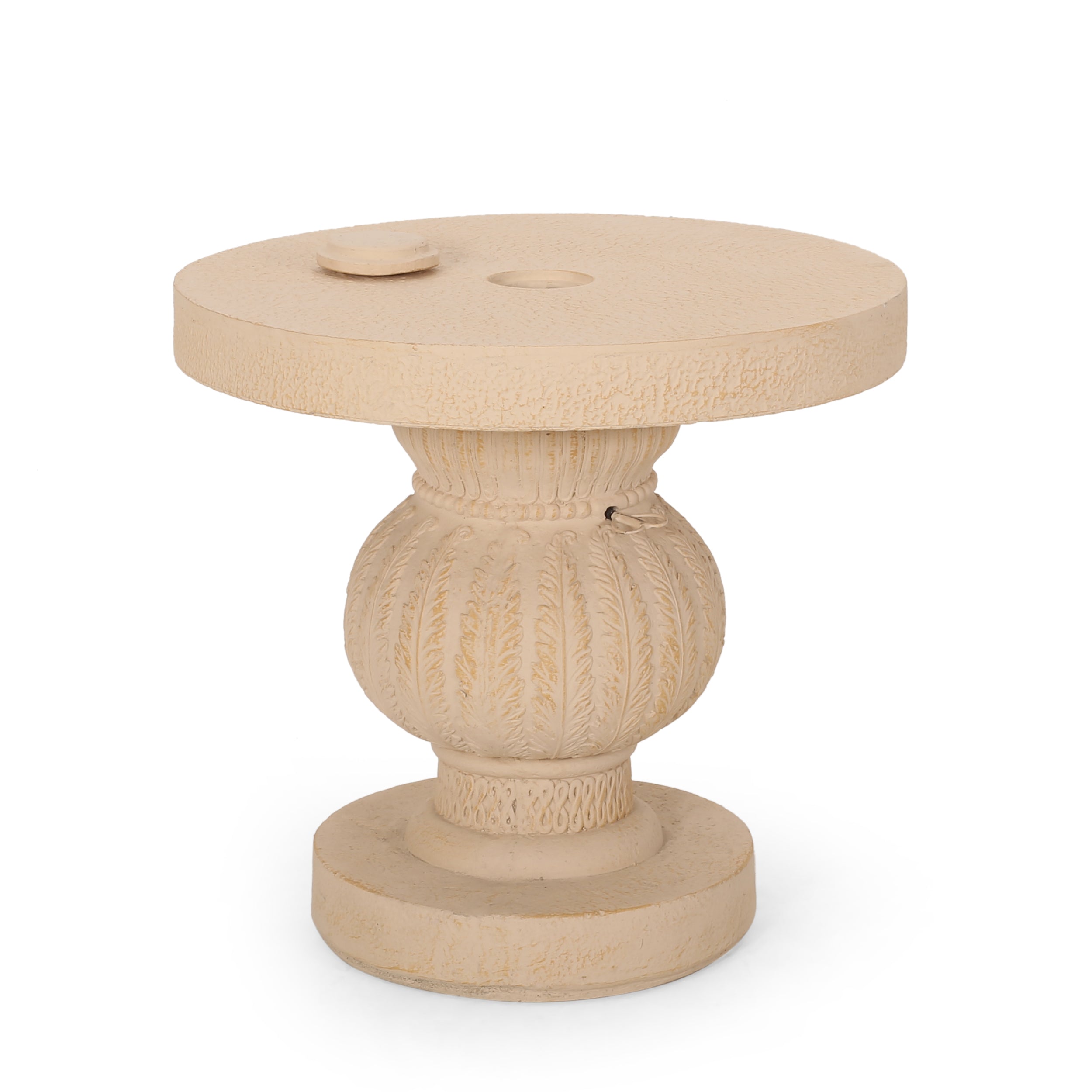 Speakes Outdoor Cast Stone Umbrella Holder Side Table