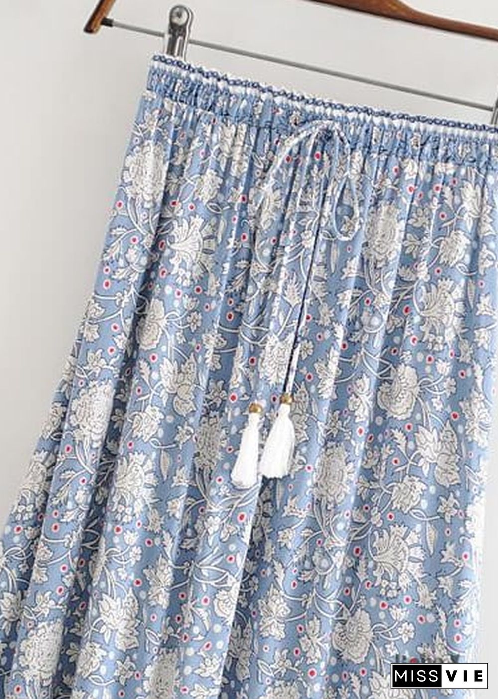 Boho Skirts in Flower Blue Sky For Women