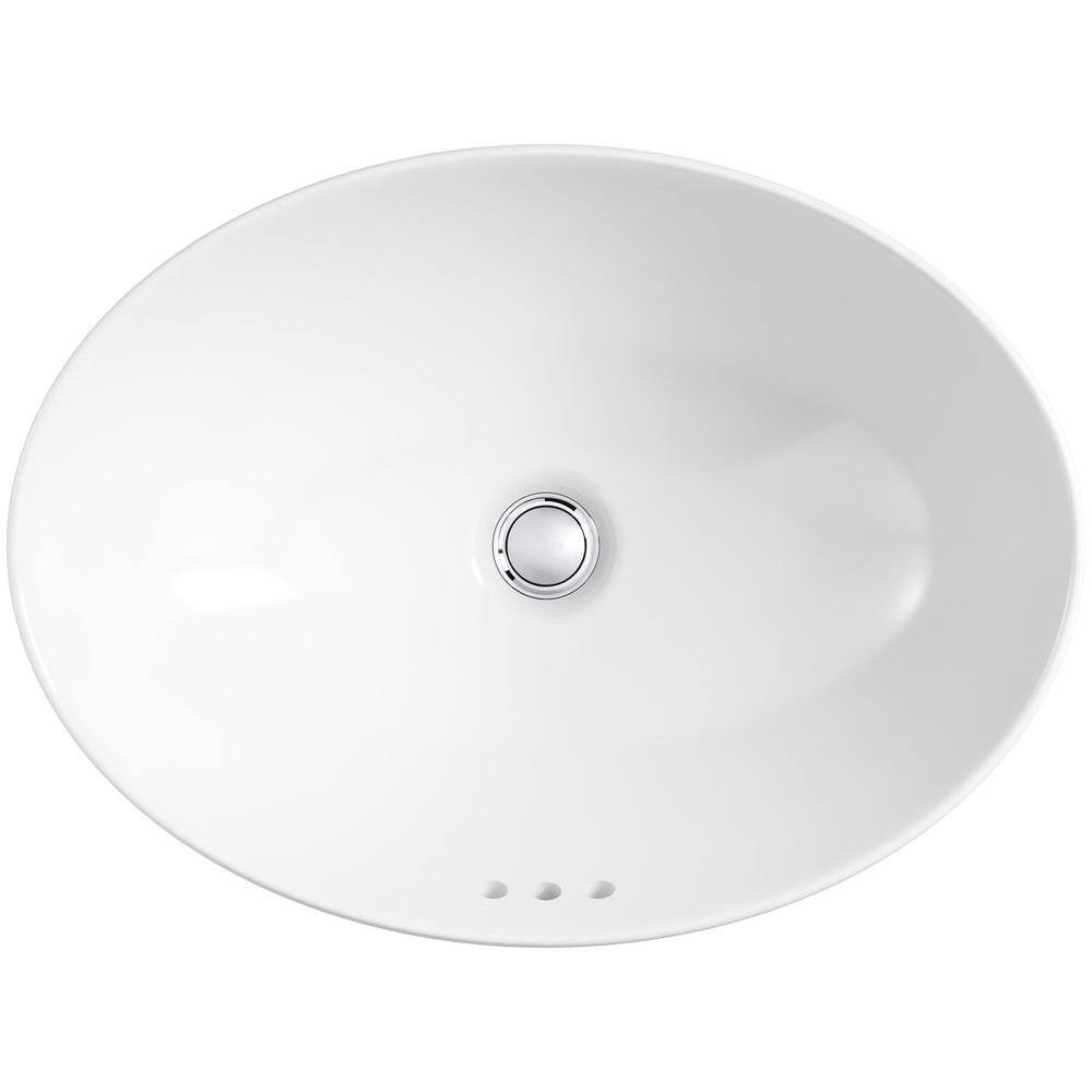 KOHLER Vox Oval Vitreous China Vessel Sink in White with Overflow Drain K-99183-0