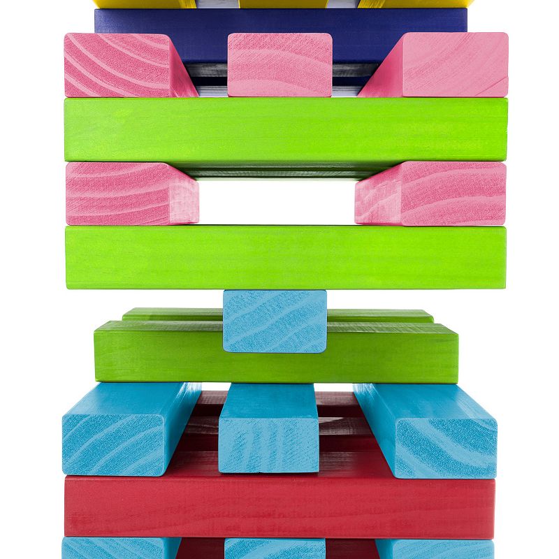 Hey! Play! Multicolor Giant Wooden Stacking Game with Dice