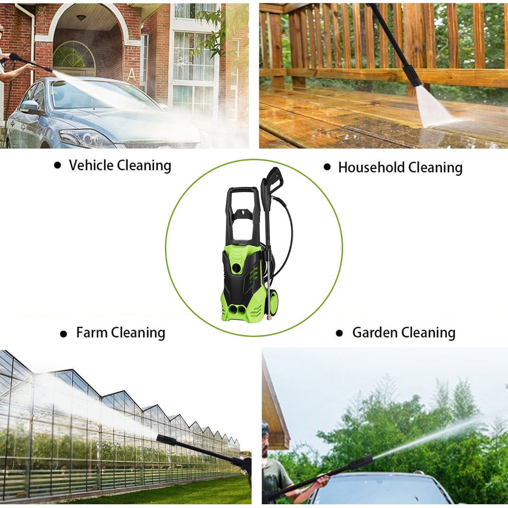 3000 PSI Electric Pressure Washer Power Washer 1800W Rolling Wheels High Pressure Washer Cleaner Machine with 5 Nozzles, 1.7 GPM