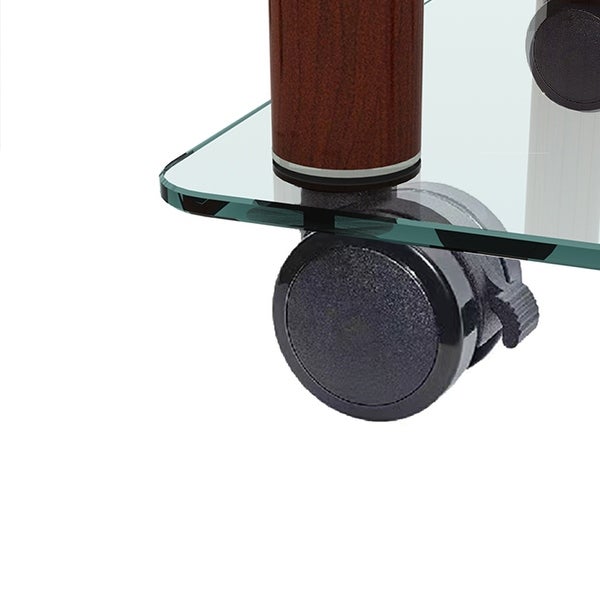 2-Tier Space Side Table with Glass Tabletop and Metal Legs