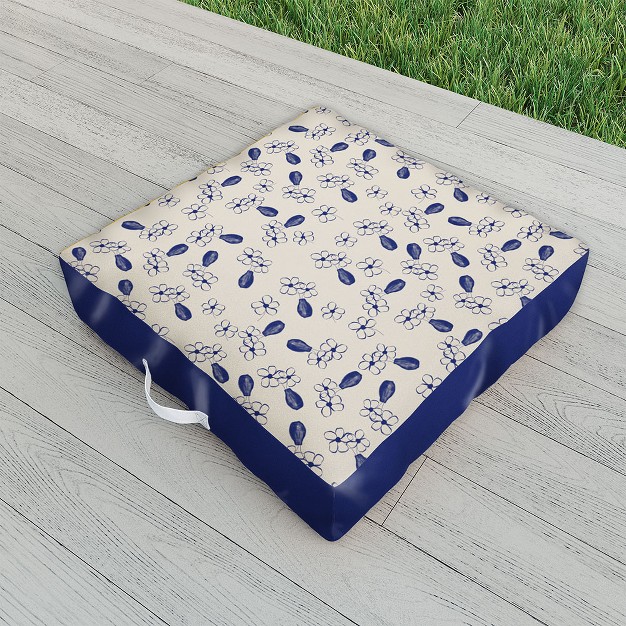 Hello Twiggs Blue Vase With Flowers Outdoor Floor Cushion Deny Designs