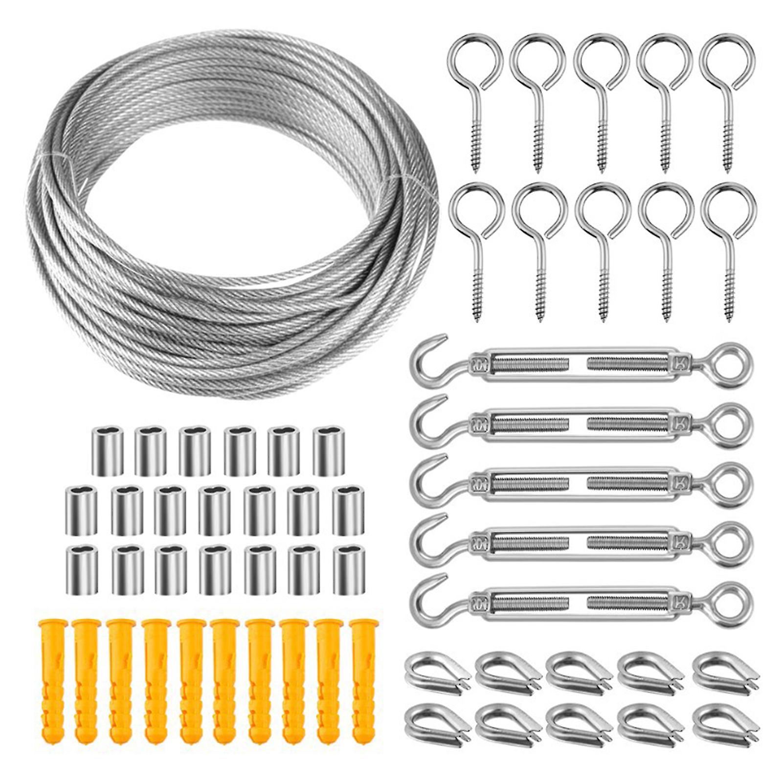 String Light Hanging Kit Stainless Steel Steel Wire Rope Heavy Duty String Lights Suspension Tool For Outdoor Garden Indoors No.311071