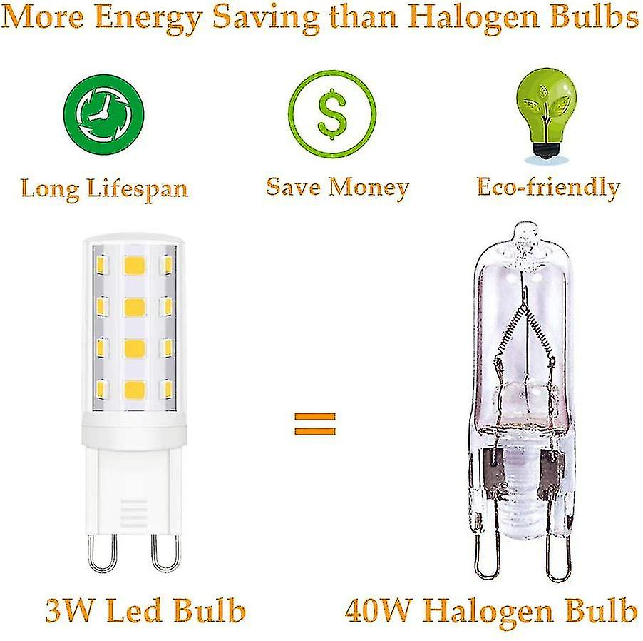 G9 Led Bulb， Equivalent To 40 Watt Halogen Bulb， Chandelier Daylight Led Bulb 5000k， 3w Dimmable G9 Dual-pin Base 120v， Lumens， 6 Pieces