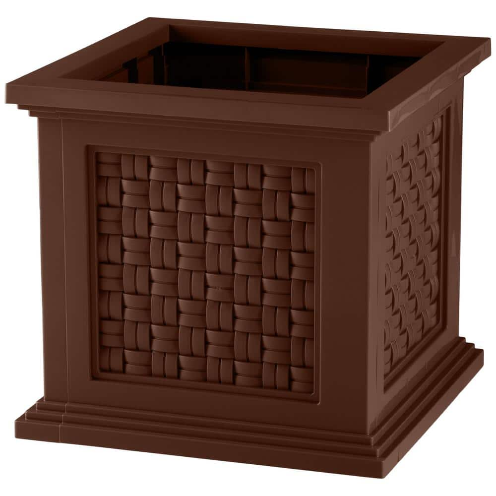 Pure Garden 14.65 in. Faux Rattan Planter Box Brown 50-LG1470