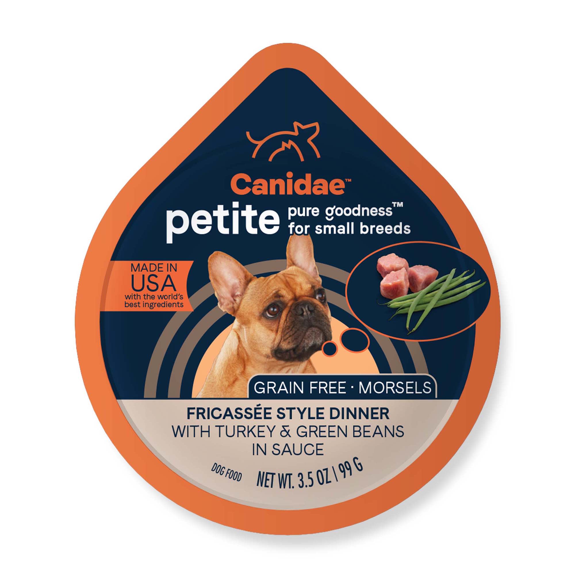 Canidae PURE Grain Free Petite Small Breed Fricassee Style Dinner with Turkey  Green Beans Wet Dog Food， 3.5 oz.， Case of 12