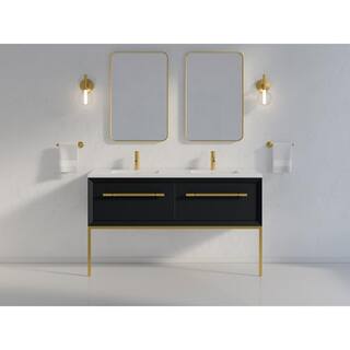 KOHLER Enivo 61.0625 in. W x 22.375 in. D x 17 in. H Bath Vanity Cabinet Only without Top in Gloss Black K-33563-GL7