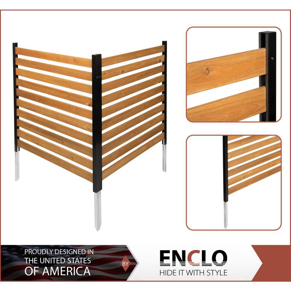 Enclo Privacy Screens Charleston 3.5 ft. x 3.2 ft. Cedar Decorative Wood Slat Screen Panel EC18009