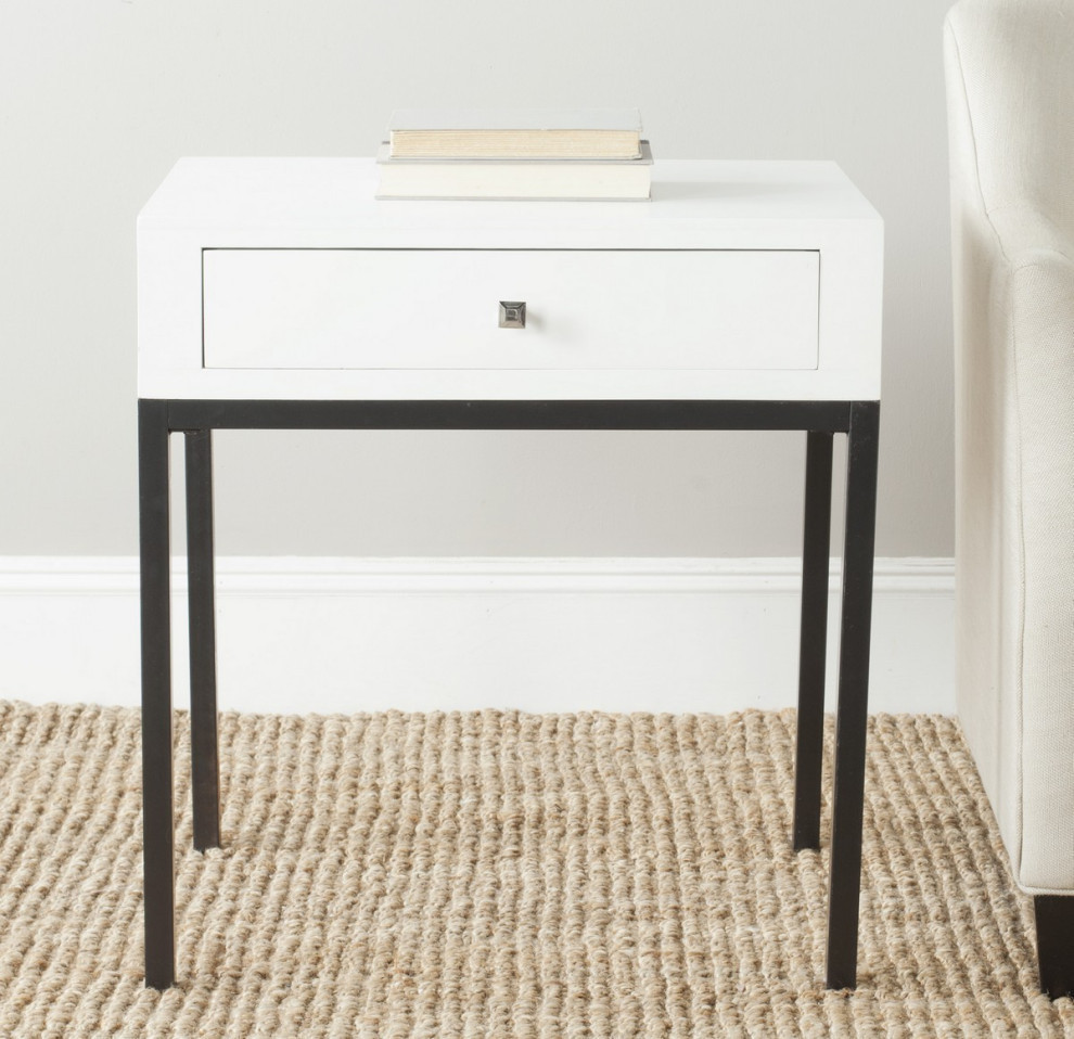 Mariya End Table With Storage Drawer  White   Transitional   Side Tables And End Tables   by Rustic Home Furniture Deco  Houzz