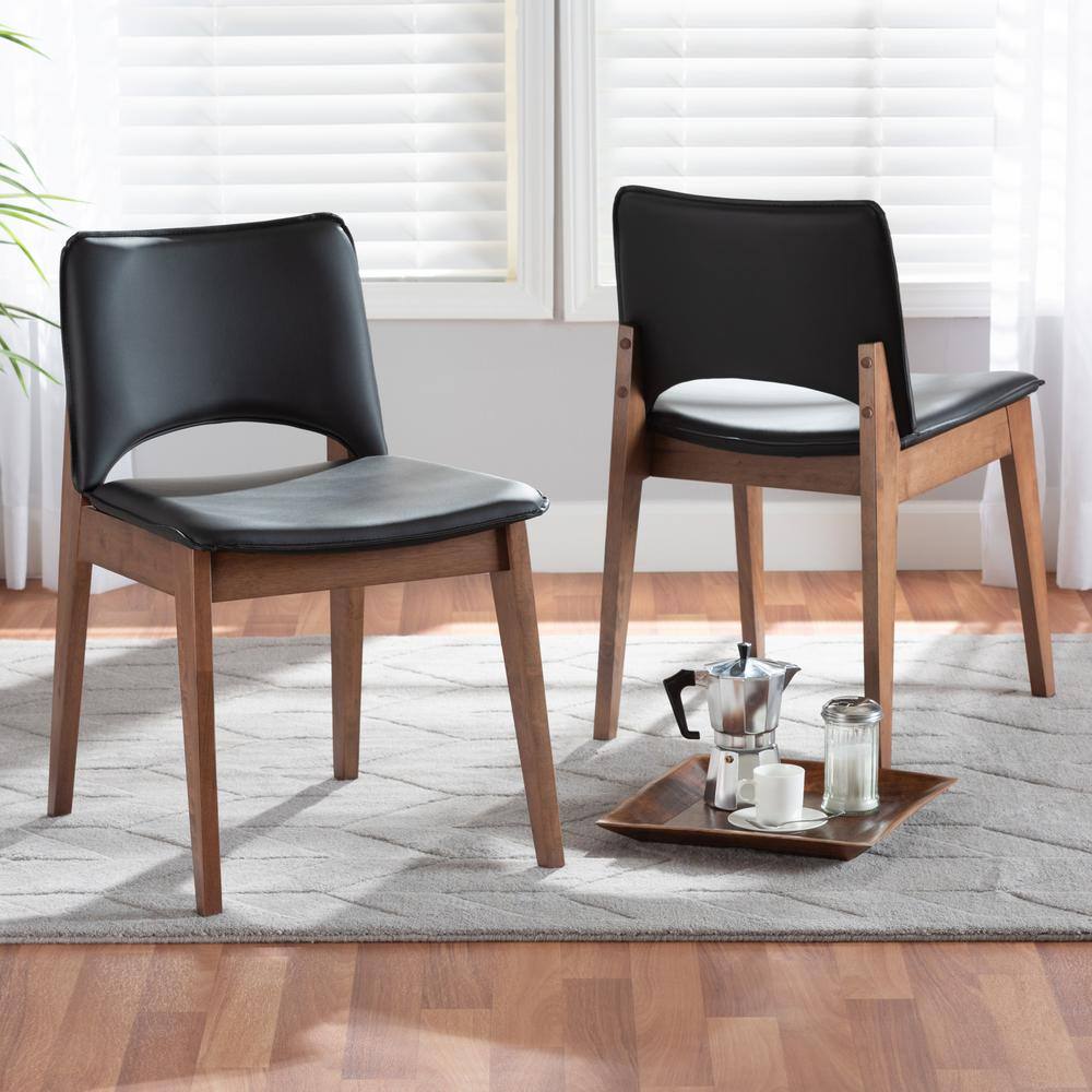 Baxton Studio Afton Black and Walnut Brown Dining Chair (Set of 2) 188-2P-11923-HD