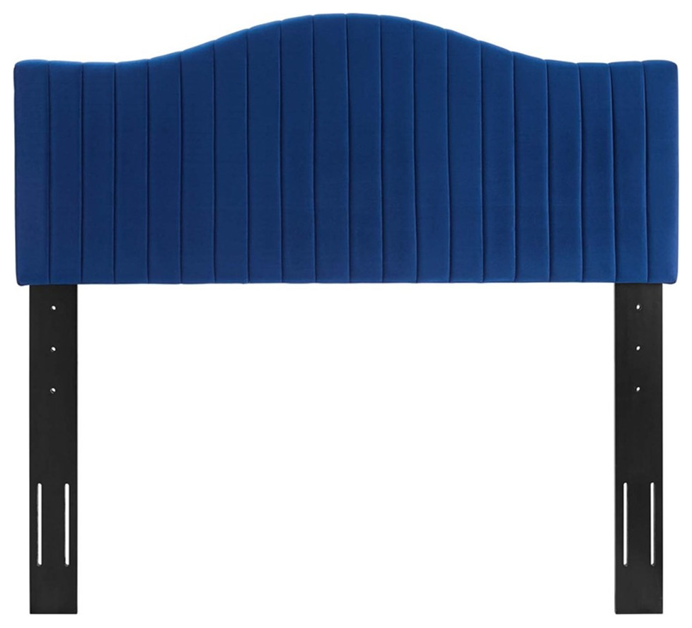 Modway Brielle Channel Tufted Performance Velvet Twin Headboard in Navy   Headboards   by Homesquare  Houzz