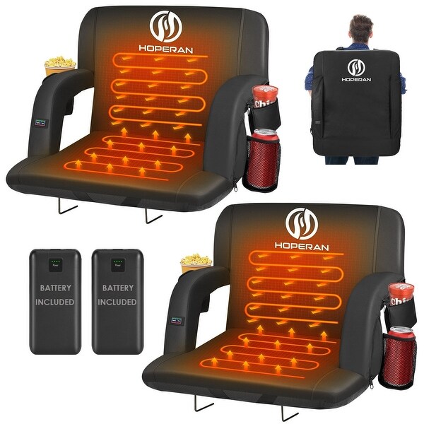 25 Inch 2Pack Heated Stadium Seats for Bleachers with 20000mAh Power Bank Included Stadium Seating for Bleachers Seat