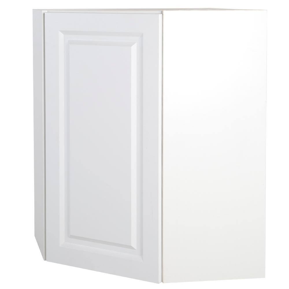 Hampton Bay Benton Assembled 23.6x30x23.6 in. Corner Wall Cabinet in White BT2430C-WH