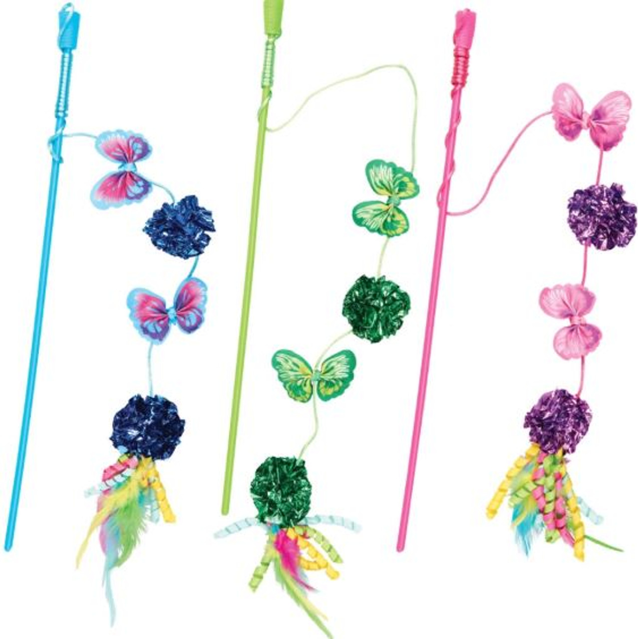 Spot Butterfly and Mylar Teaser Wand Cat Toy， 16