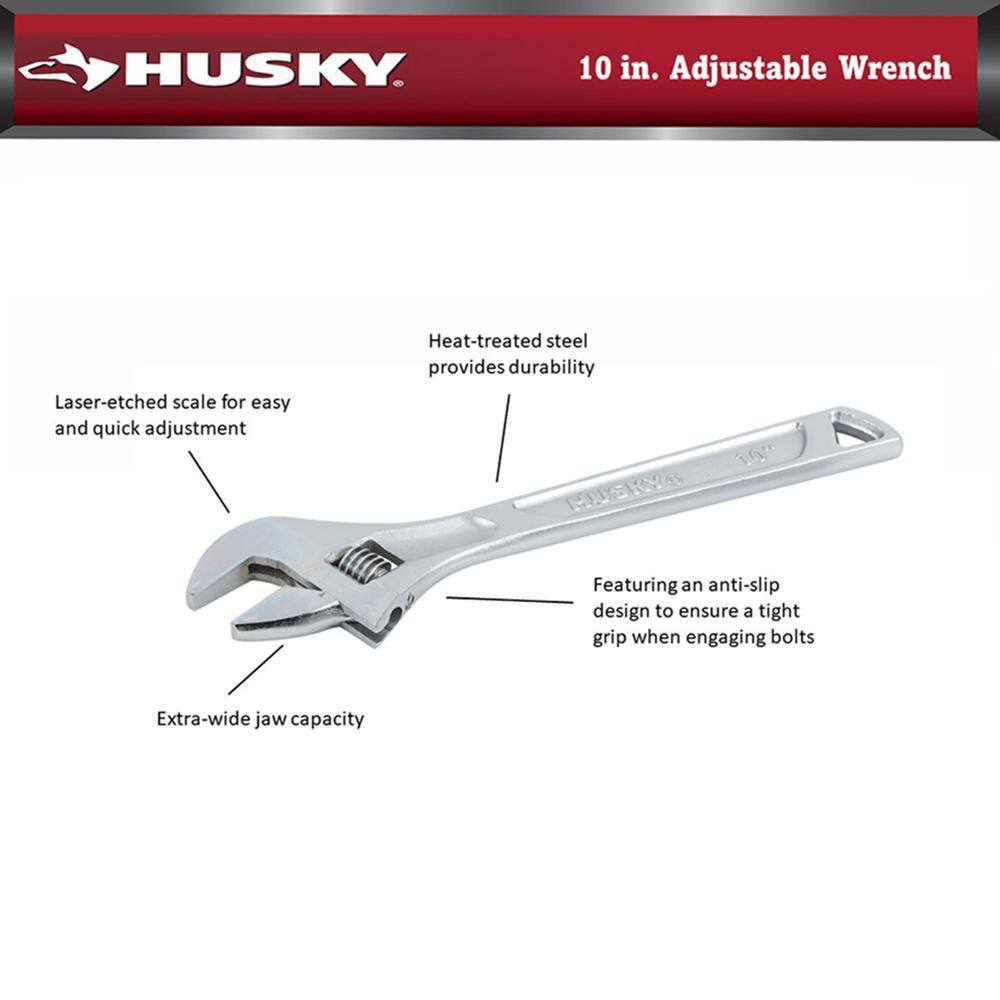 Husky 10 in. Adjustable Wrench 90932