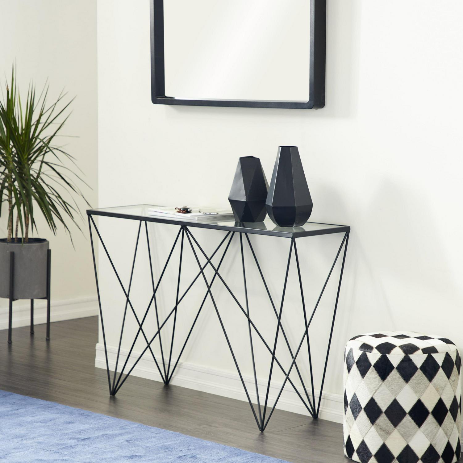 DecMode 30 x 46 Black Metal Modern Console Table