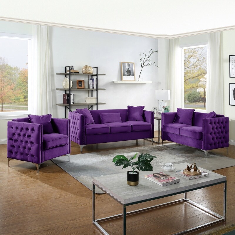 Bayberry Velvet Sofa Loveseat Chair Living Room Set