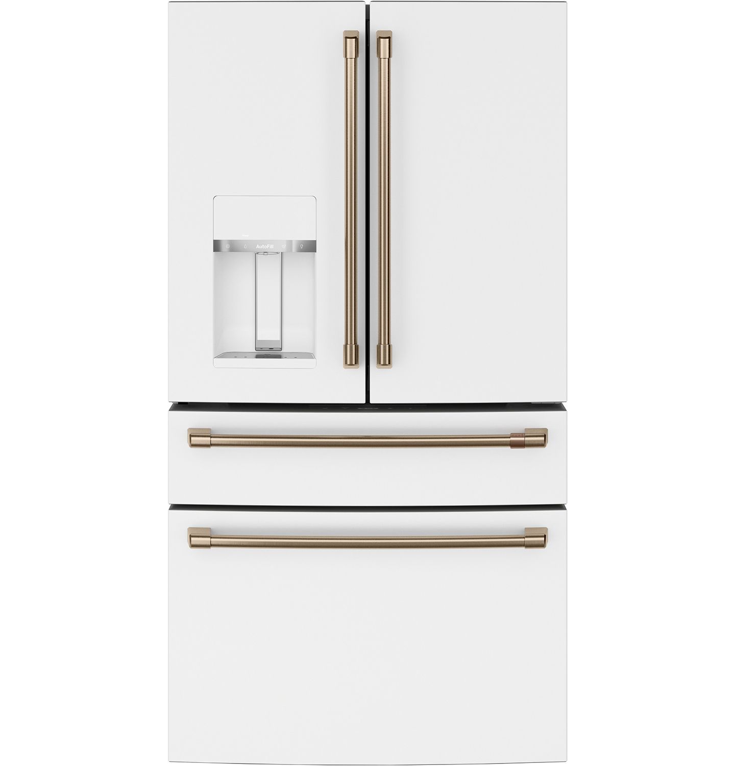 Cafe ENERGY STAR 27.6 Cu. Ft. Matte White With Brushed Bronze Smart 4-Door French-Door Refrigerator