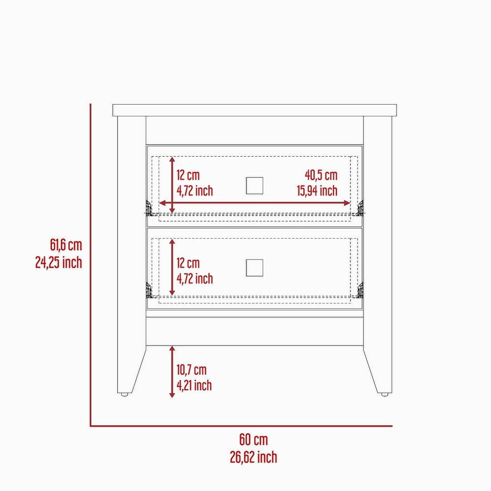 Nightstand with 2 drawer and 2 Shelf