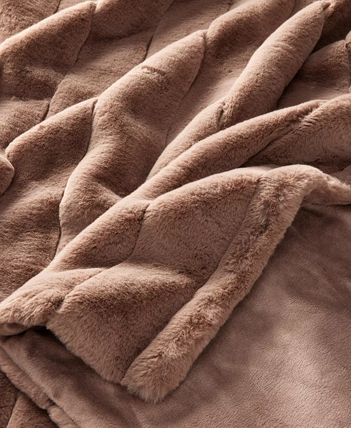 Hotel Collection Channeled Oversized Faux Fur Throw， 58