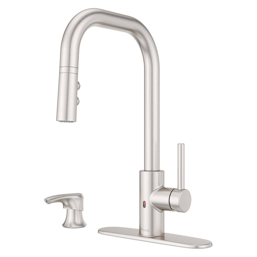 Pfister Zanna Single-Handle Touchless Kitchen Faucet with Deckplate and Soap Dispenser in Spot Defense Stainless Steel F-529-EZN3GS