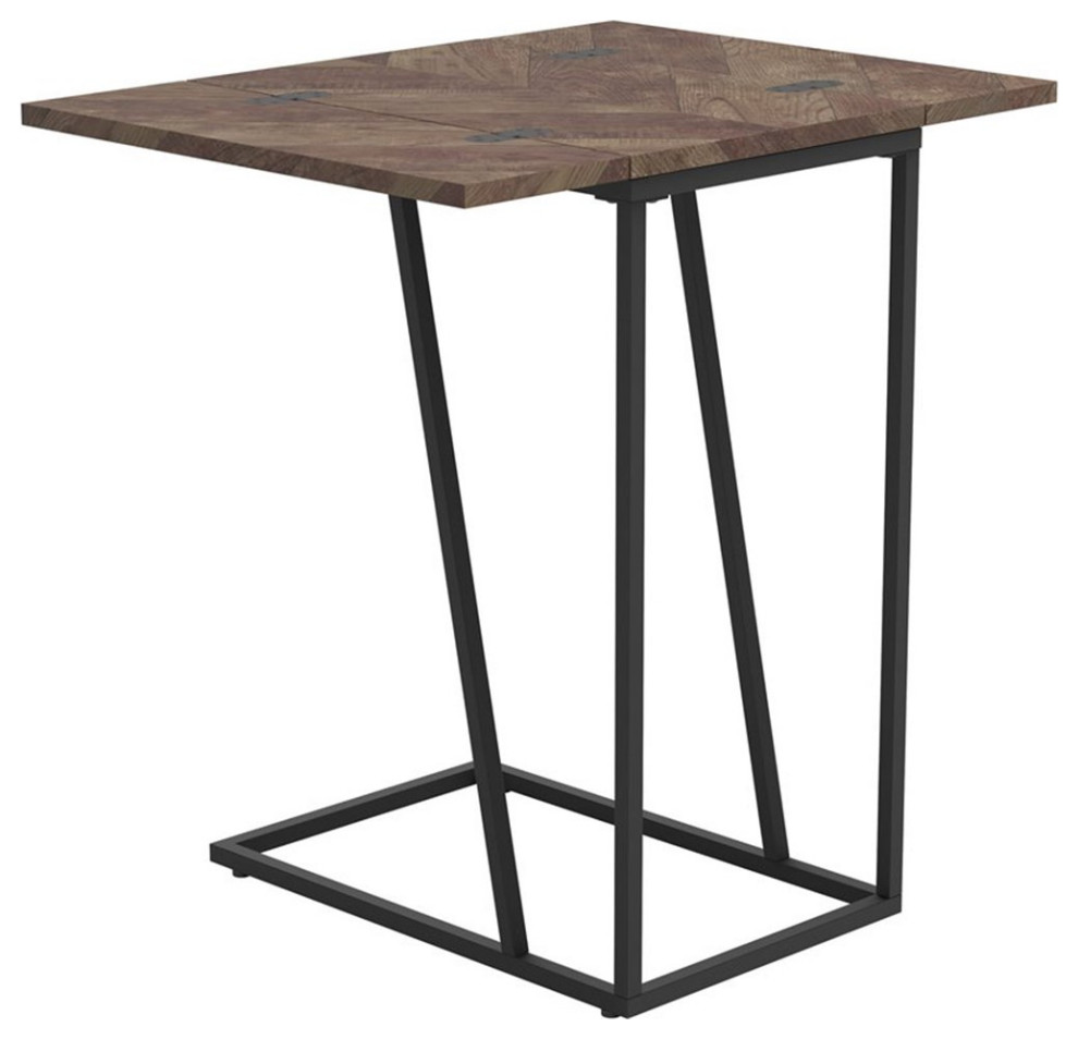 Pemberly Row Expandable Chevron Rectangular Accent Table in Tobacco   Industrial   Side Tables And End Tables   by Homesquare  Houzz