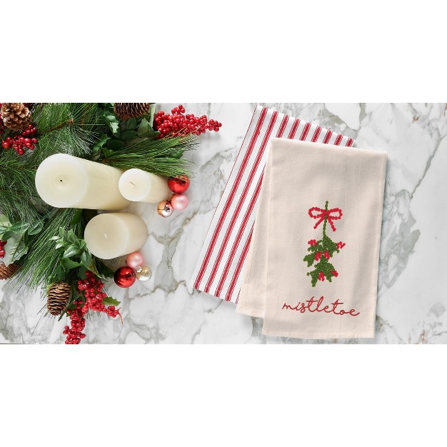 C amp f Home Mistletoe Berries French Knot Cotton Embroidered Flour Sack Kitchen Towel