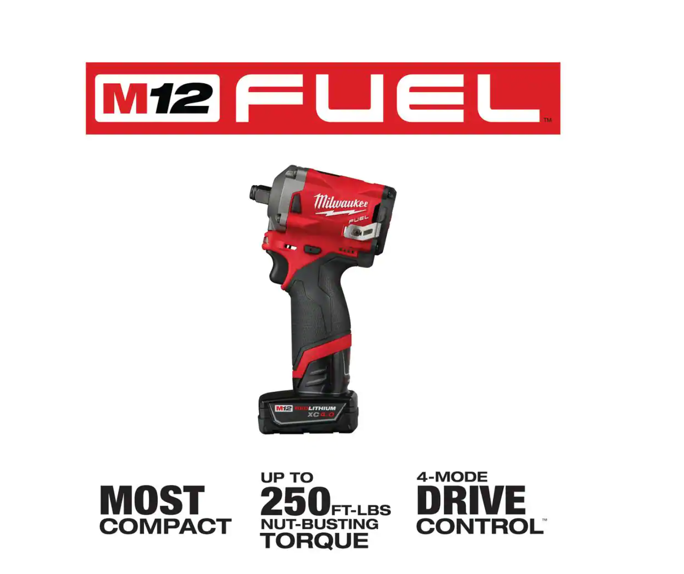 Milwaukee 2555-22-2457-20 M12 FUEL 12V Lithium-Ion Brushless Cordless Stubby 1/2 in. Impact Wrench Kit with M12 3/8 in. Ratchet