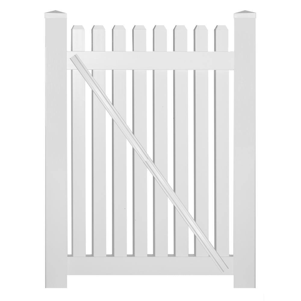 Weatherables Provincetown 4 ft. W x 3 ft. H White Vinyl Picket Fence Gate Kit SWPI-3NR-3X48