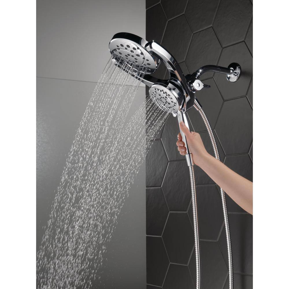 Delta HydroRain 4-Spray Patterns 1.75 GPM 6 in. Wall Mount Dual Shower Heads in Chrome 75699