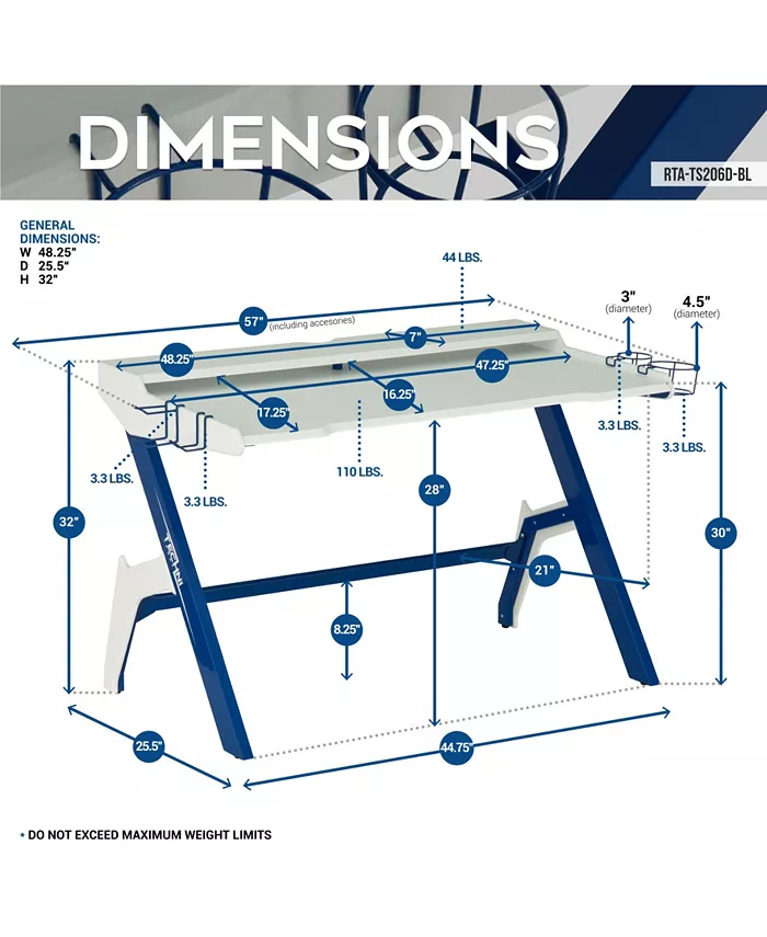 Techni Sport Ergonomic Computer Gaming Desk Workstation