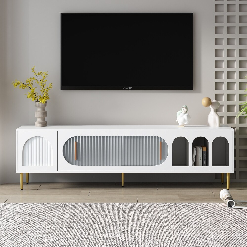 TV Stand for 70 Inch TV Media Console Table with Shelves /Cabinets