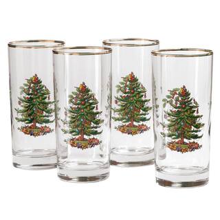 Spode 4-Piece Christmas Tree Glass Hiball Drinkware Set 4339502