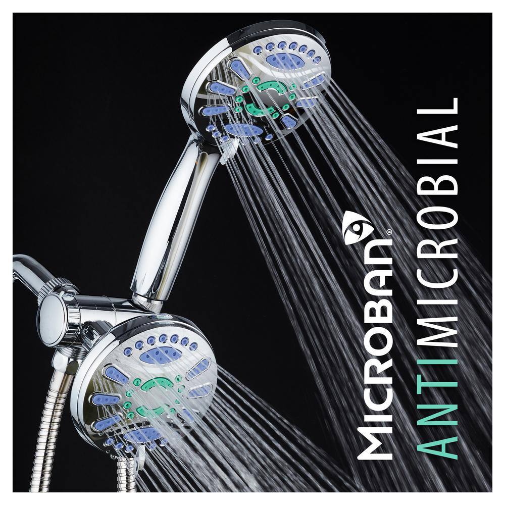 Aquastar Antimicrobial 48-Spray 4.3 in. High Pressure 3-Way Dual Shower Head and Handheld Shower Head Combo in Chrome 6740