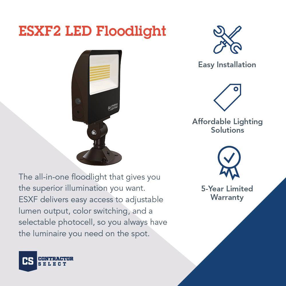 Lithonia Lighting Contractor Select ESXF2 Bronze Outdoor Integrated LED Flood Light with Switchable Lumens and CCT ESXF2 ALO SWW2 KY DDB M2