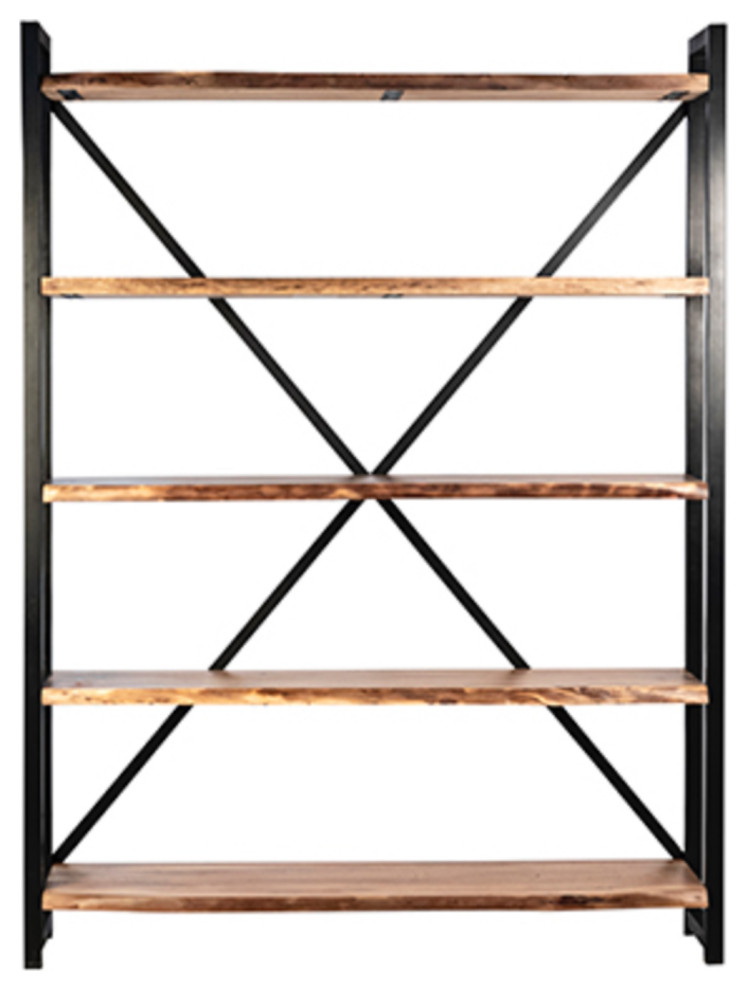 Live Edge Wood  ampIron Shelf   Industrial   Bookcases   by Design Mix Furniture  Houzz