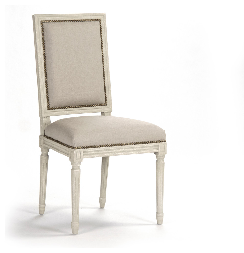 Louis Cane Back Side Chair  Natural Linen  Burlap   French Country   Dining Chairs   by Zentique  Inc.  Houzz