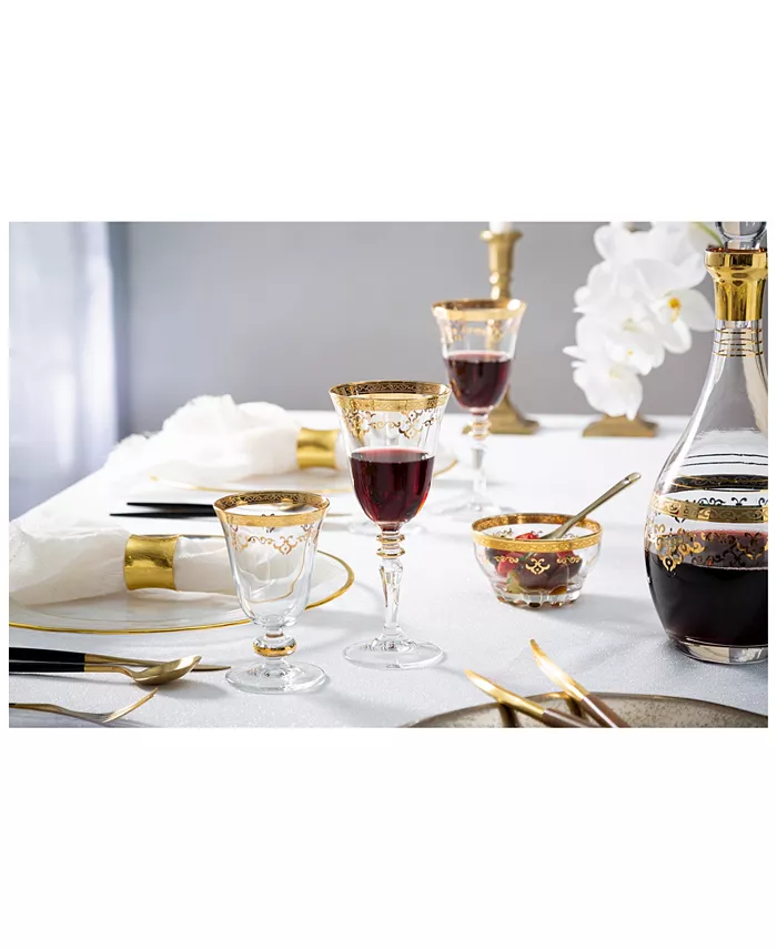 Classic Touch Set of  6 Wine Glasses with Design