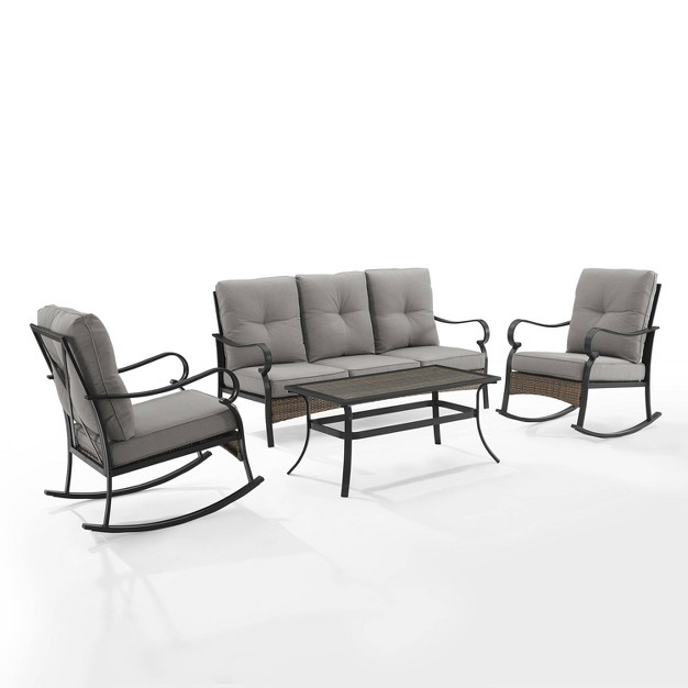 4pc Dahlia Outdoor Steel Sofa Set Taupe matte Black Crosley