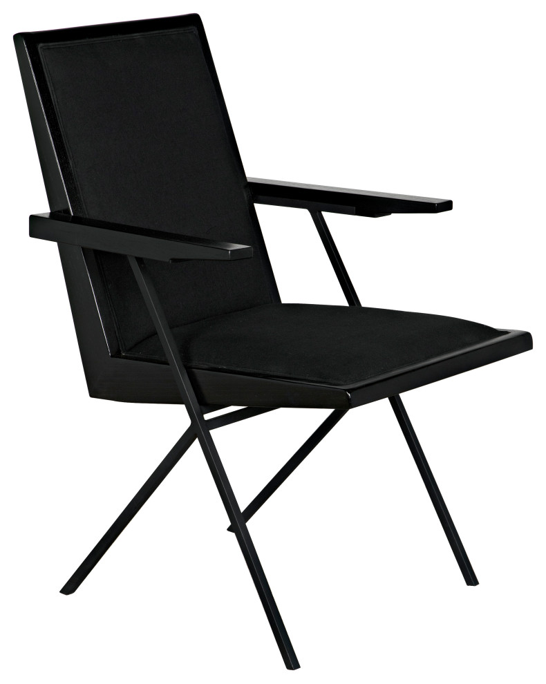 Henderson Dining Chair  Black Charcoal  Black Cotton Fabric  34 quotH   Midcentury   Dining Chairs   by Noir  Houzz