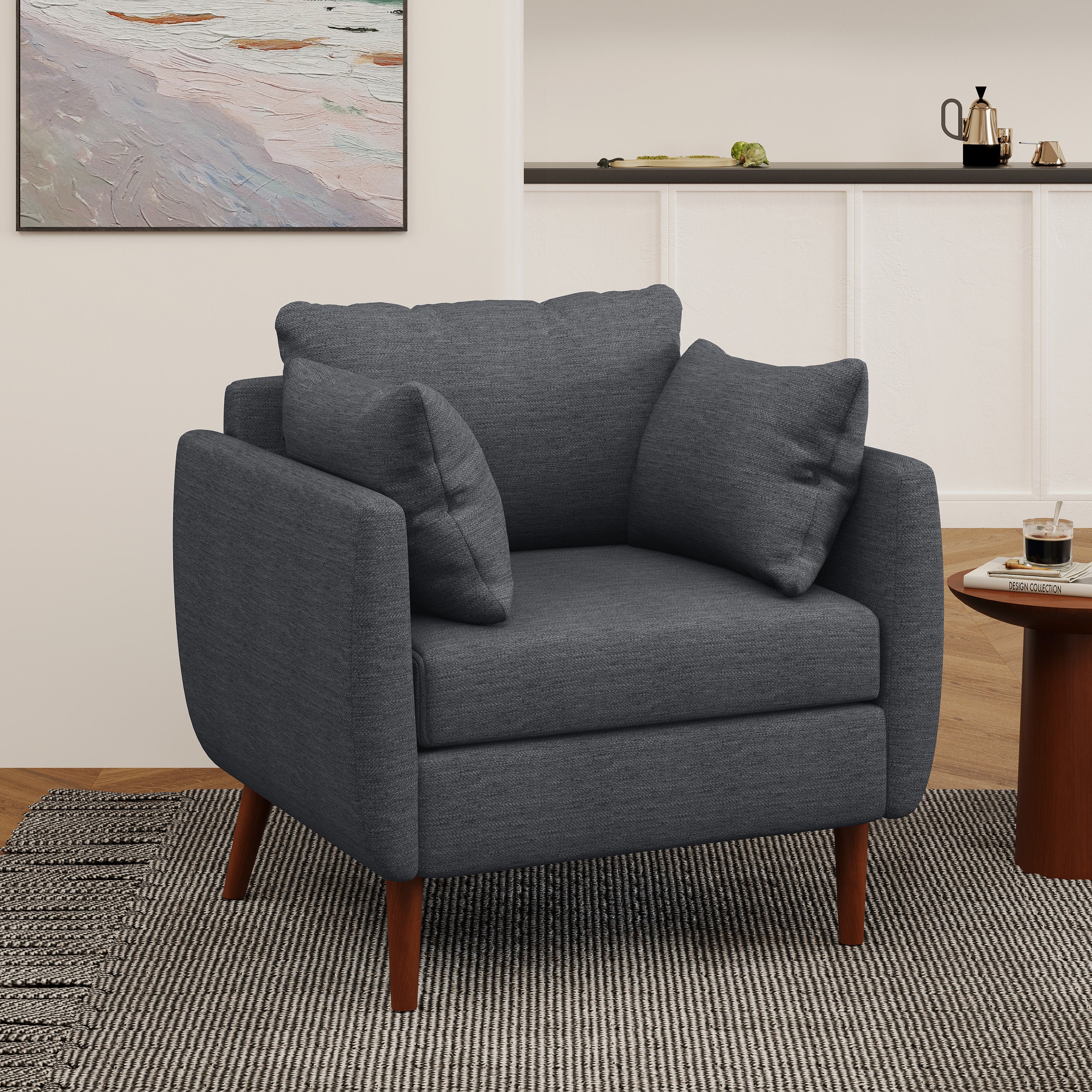 Viewland Contemporary Fabric Upholstered Club Chair with Accent Pillows