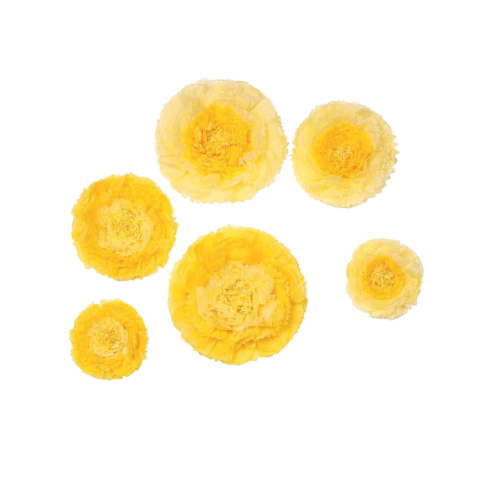 Set of 6 Yellow Giant Carnation 3D Paper Flowers Wall Decor 12