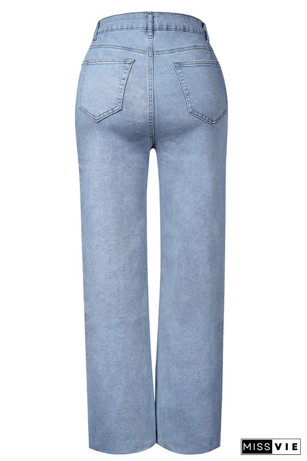 Washed Blue High Waist Wide Leg Jeans