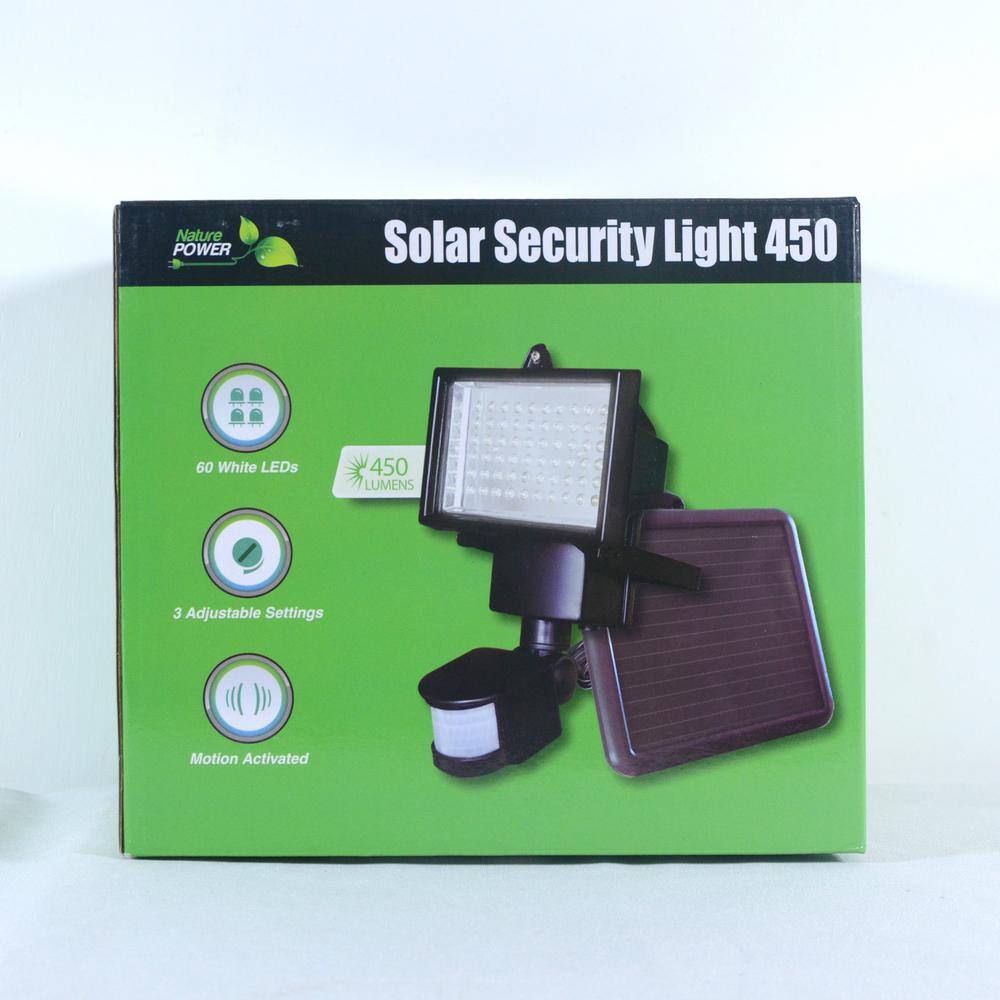 NATURE POWER 60 Integrated LED Black Outdoor Solar Powered Motion Activated Security FloodLight 22050