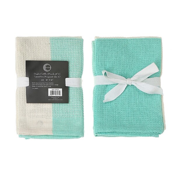 3 Pack Dual Waffle Dish Cloth Set (Seafoam) - Set of 2