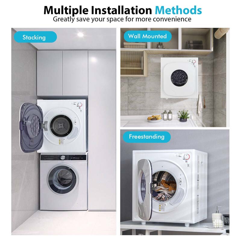 13.2 lbs Portable Clothes Dryer with Touch Panel, 1500W Front Load Tumble Laundry Dryer for Apartment Dorm