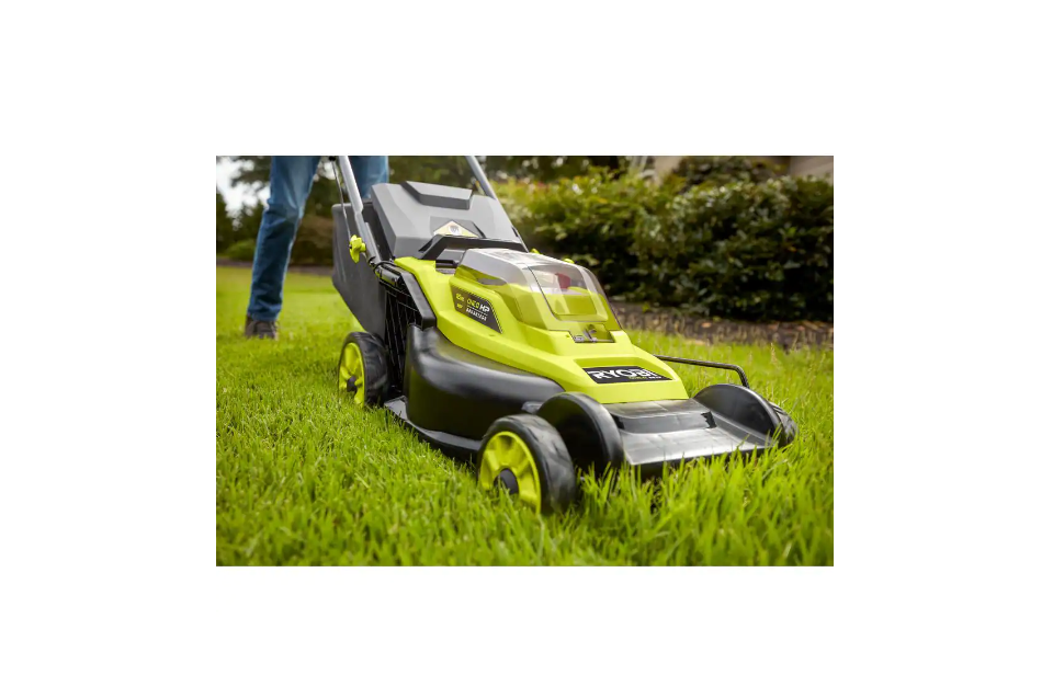 RYOBI P1190VNM ONE+ HP 18V Brushless 16 in. Cordless Battery Walk Behind Push Lawn Mower with (2) 4.0 Ah Batteries and (1) Charger